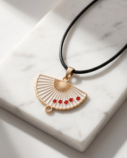 Cherry Blossom Fan Pendant Necklace