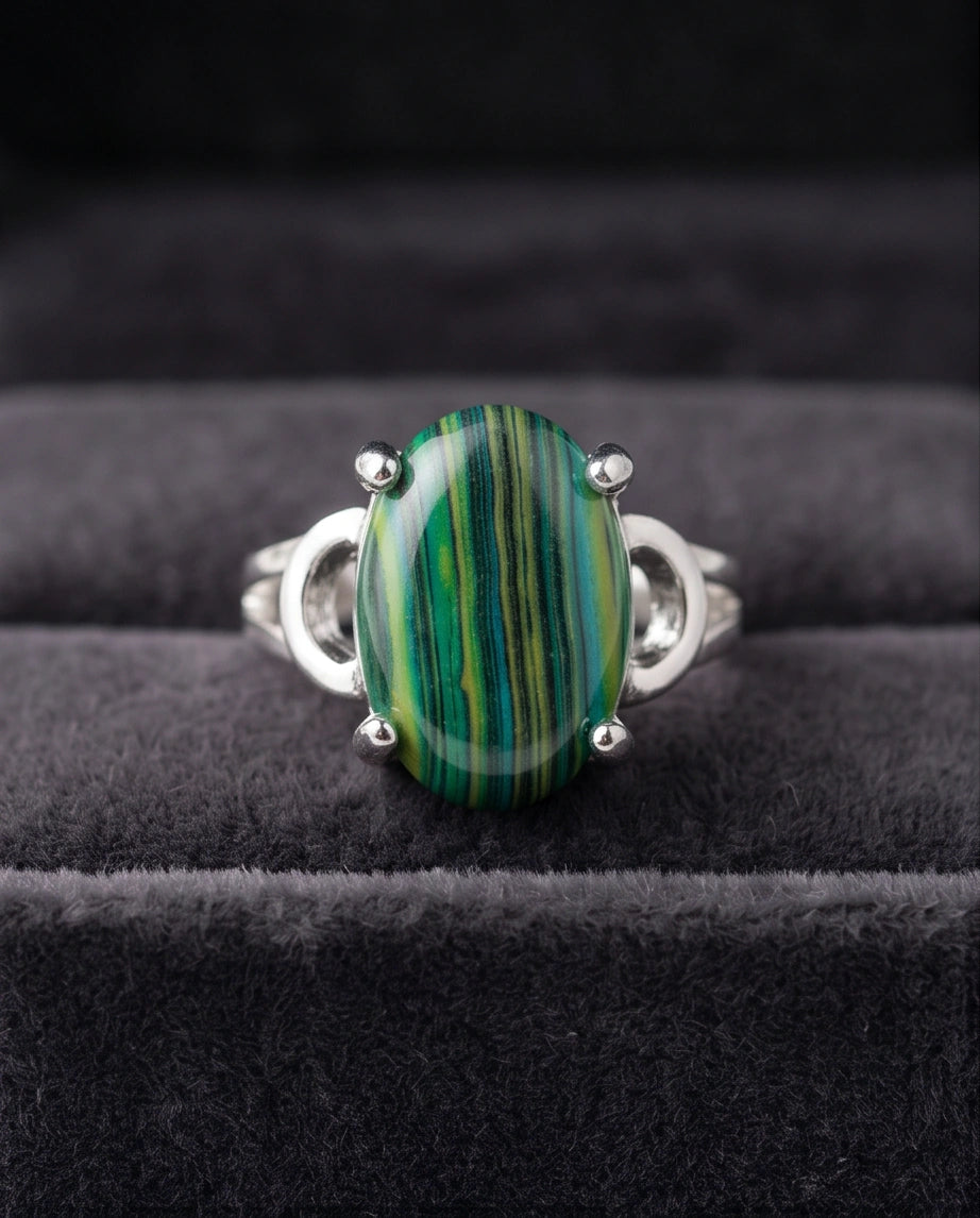 Verdant Aurora Malachite Statement Ring