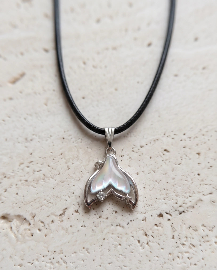 Iridescent Mermaid Tail Pendant Necklace