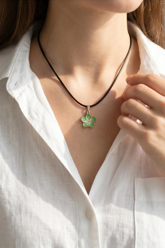 Gold and Light Green Blossom Necklace