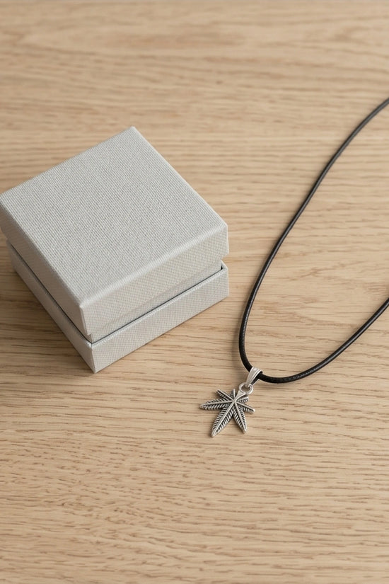 Silver Palm Leaf Pendant Necklace