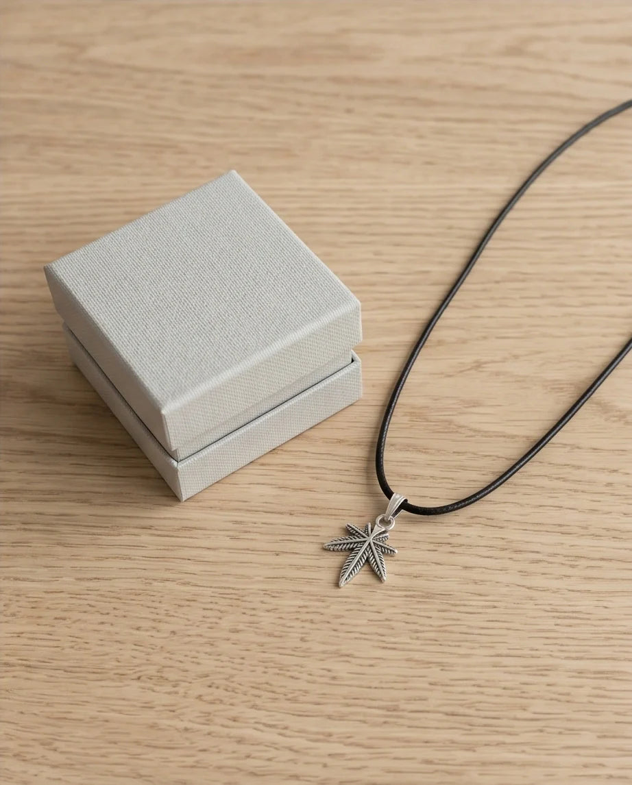 Silver Palm Leaf Pendant Necklace