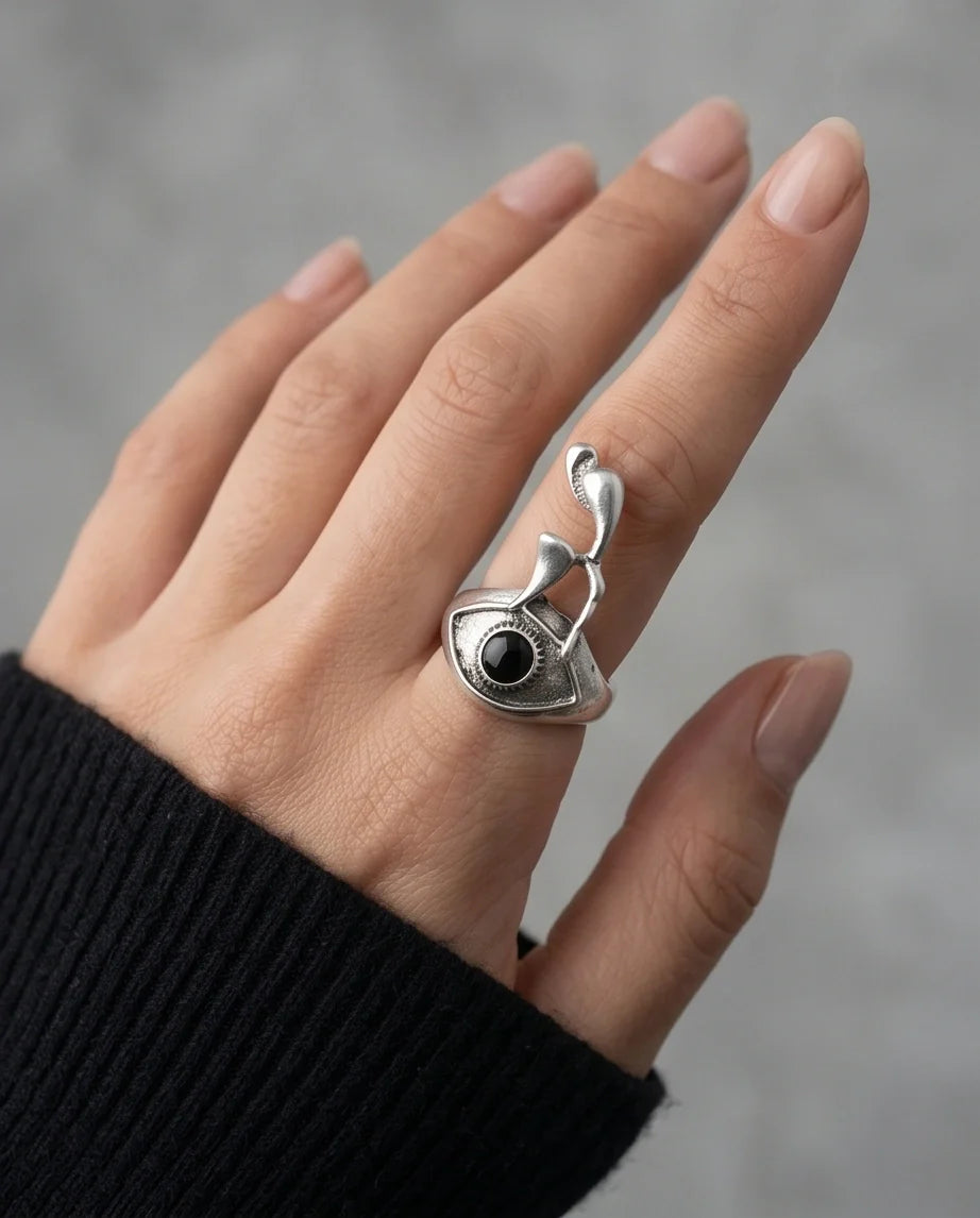 Gothic Evil Eye Abstract Figural Ring