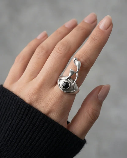 Gothic Evil Eye Abstract Figural Ring