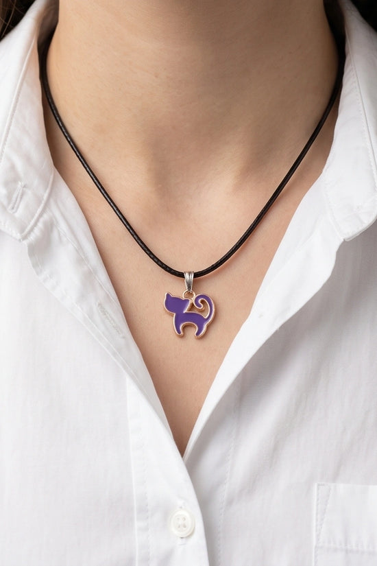 Playful Purple Cat Pendant