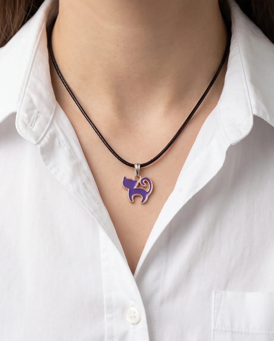 Playful Purple Cat Pendant