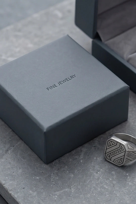 Sterling Silver Cyberpunk Geometric Signet Ring