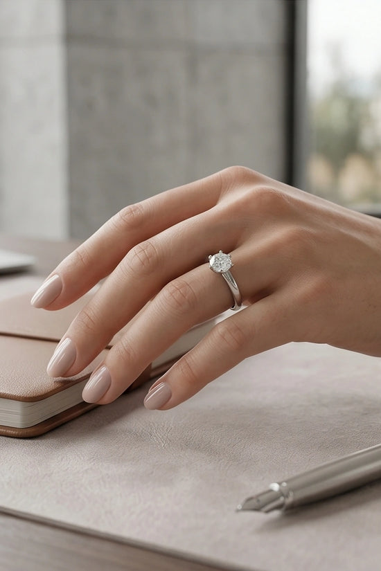 Sterling Silver Round-Cut Moissanite Solitaire Ring