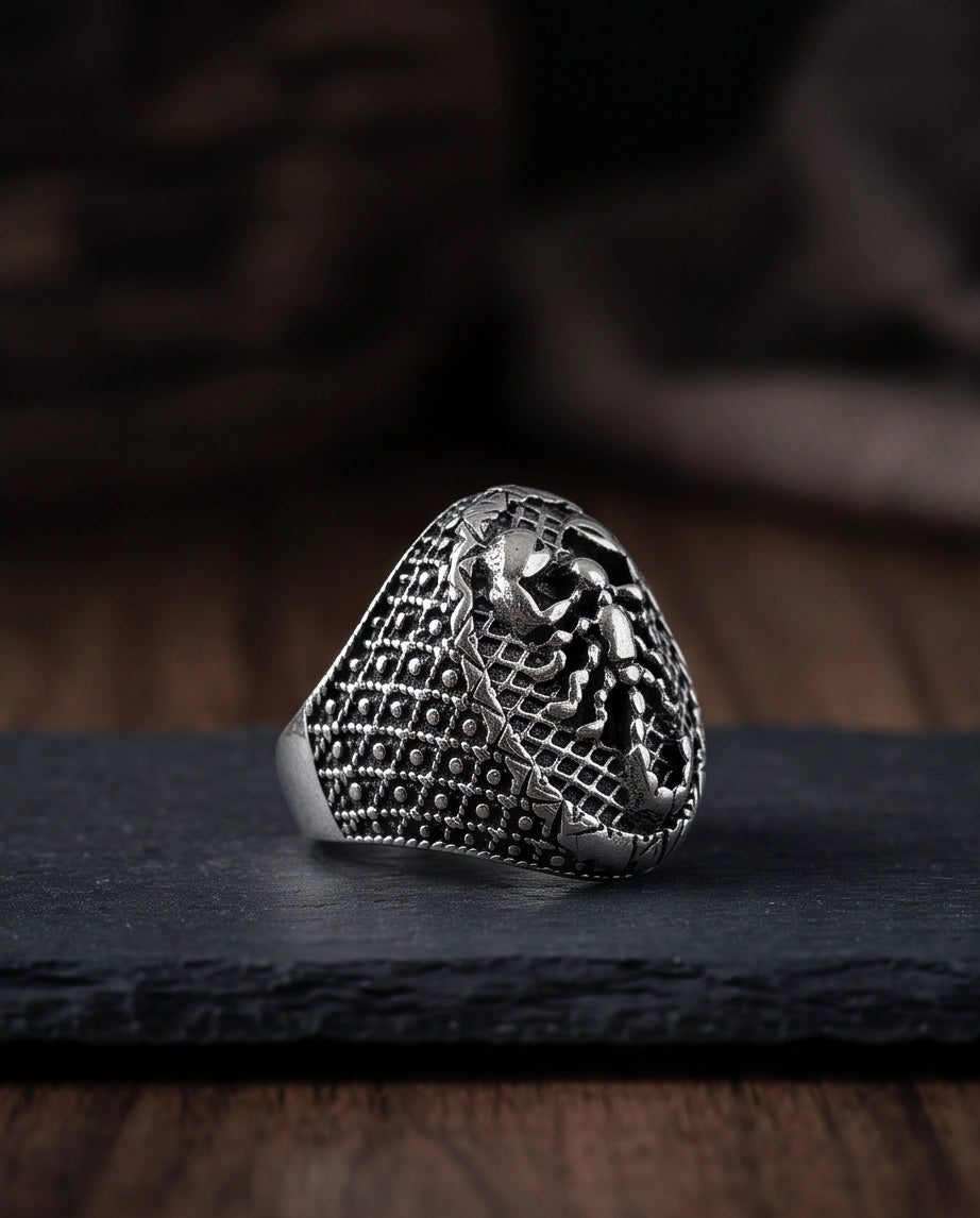 Arachnid Lattice Filigree Silver Ring