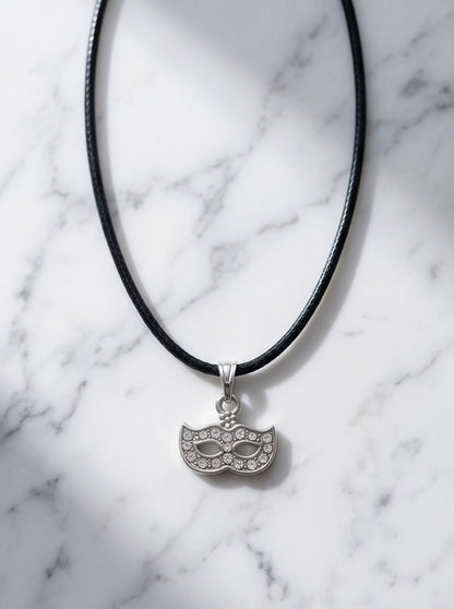 Silver Masquerade Mask Pendant Necklace