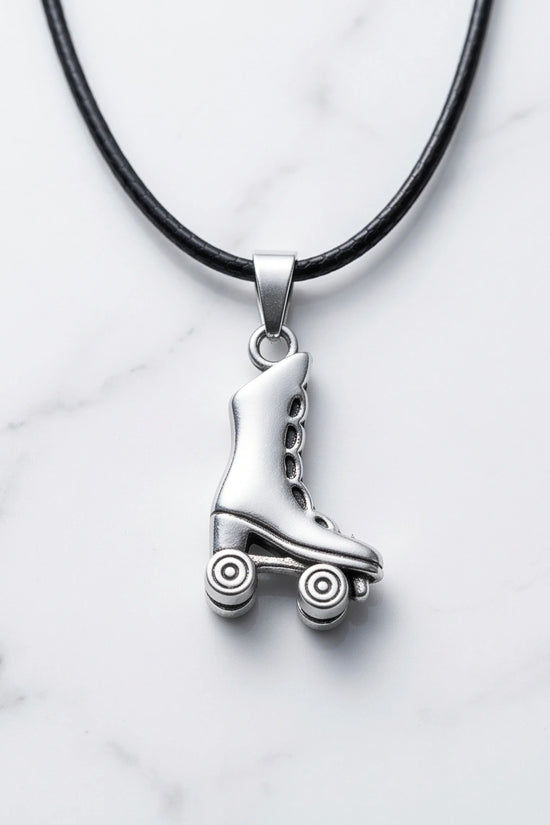 Silver Roller Skate Pendant Necklace