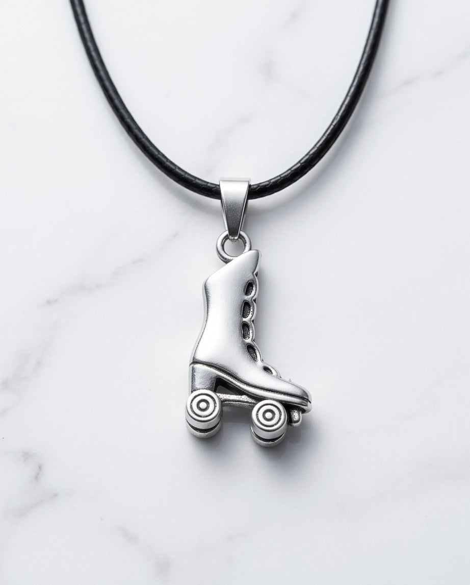 Silver Roller Skate Pendant Necklace