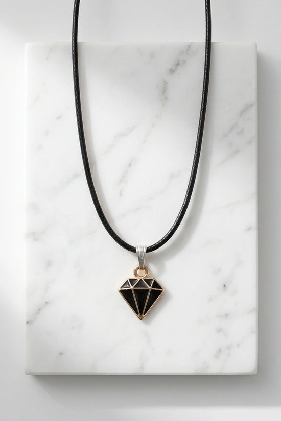 Gold and Black Geometric Diamond Necklace