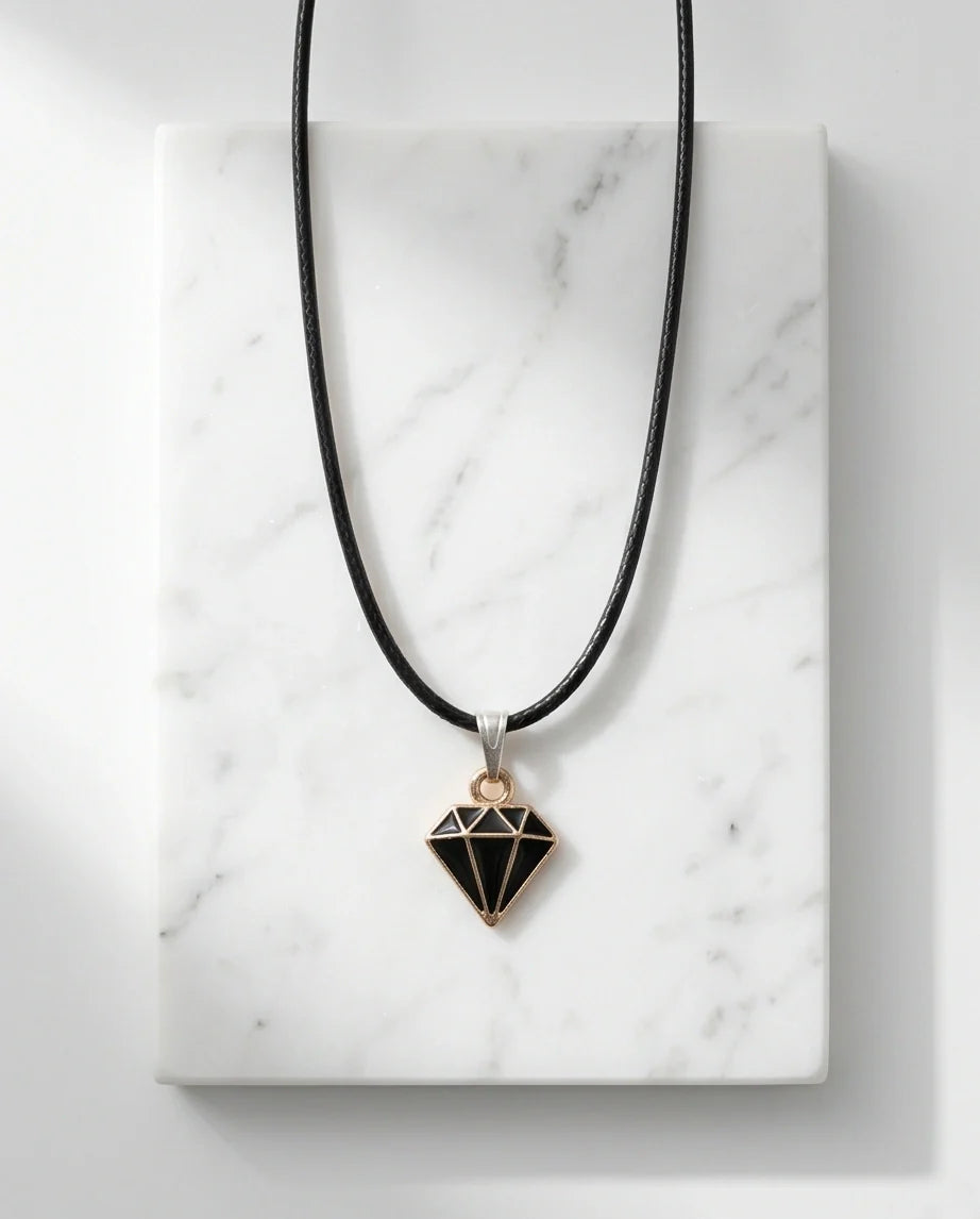 Gold and Black Geometric Diamond Necklace