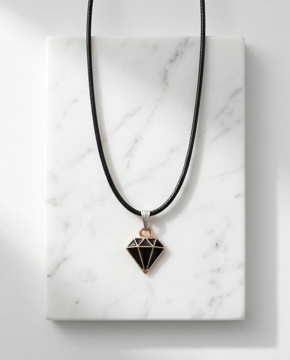 Gold and Black Geometric Diamond Necklace