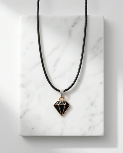 Gold and Black Geometric Diamond Necklace