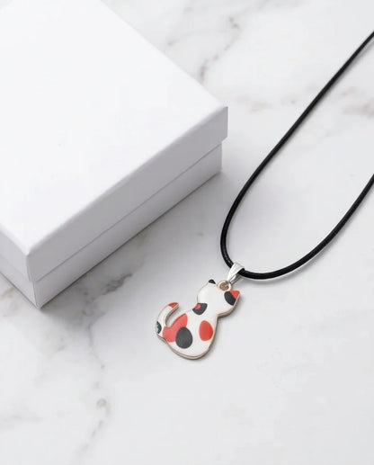 Artistic Calico Cat Silhouette Pendant Necklace