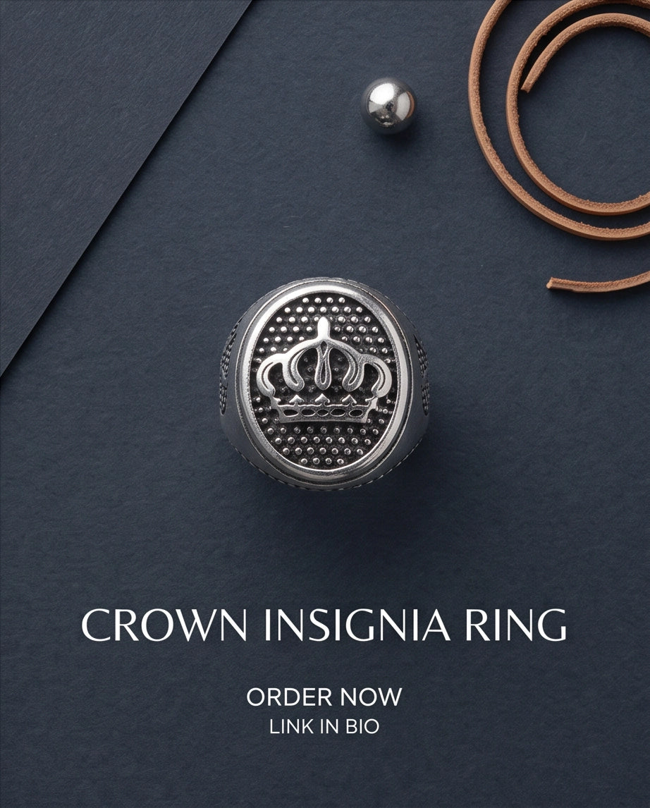 Royal Crest Stippled Signet Silver Ring