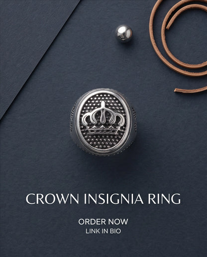 Royal Crest Stippled Signet Silver Ring