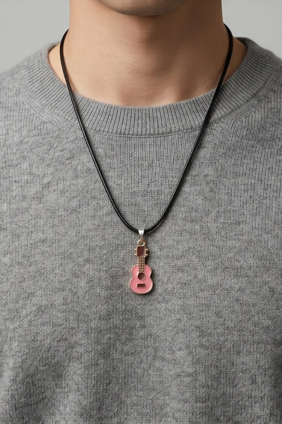 Gold and Pink Acoustic Guitar Necklace