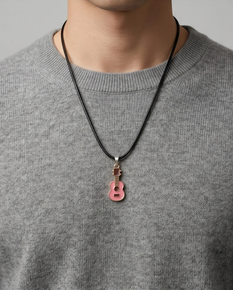 Gold and Pink Acoustic Guitar Necklace