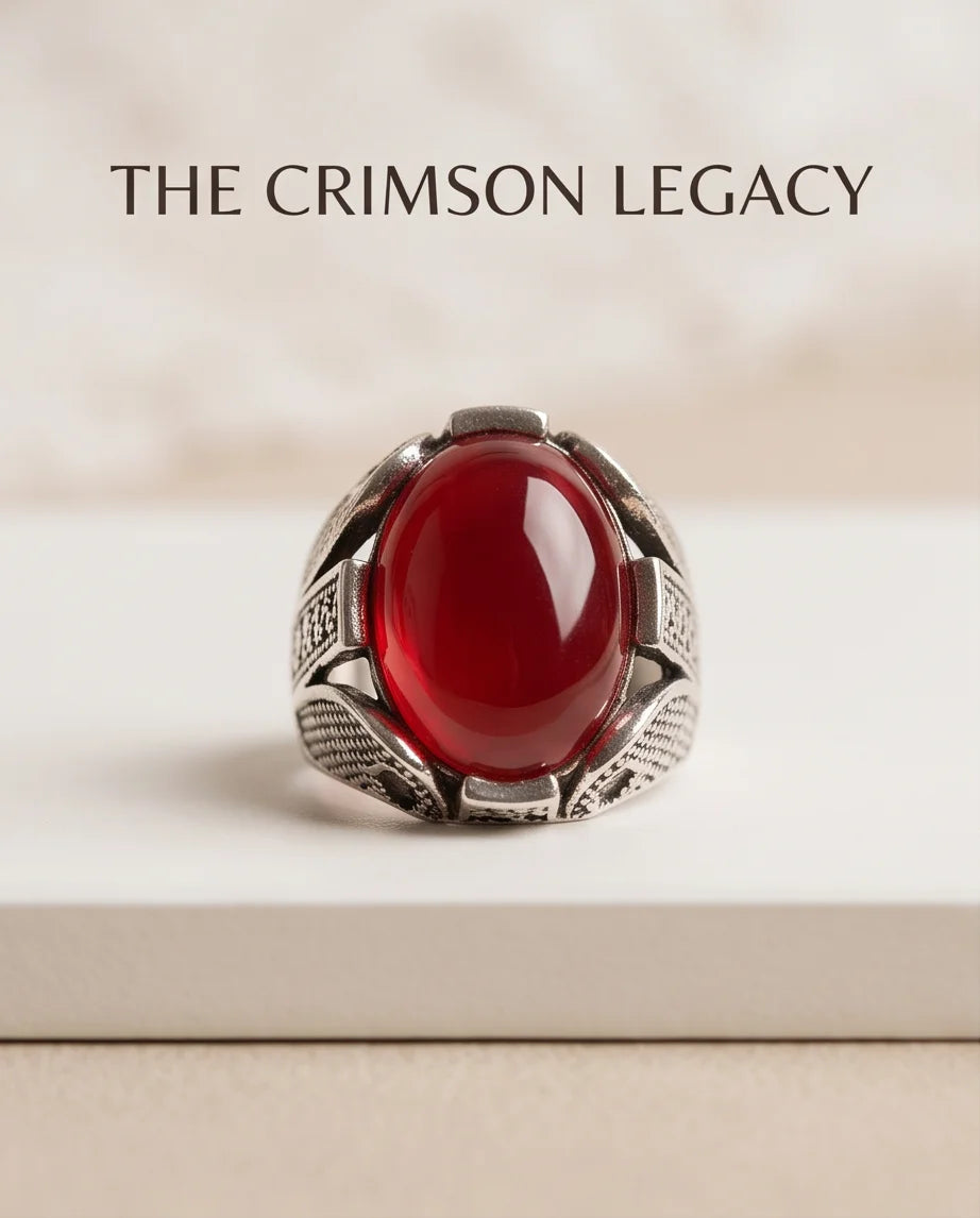 Crimson Legacy Stippled Signet Ring