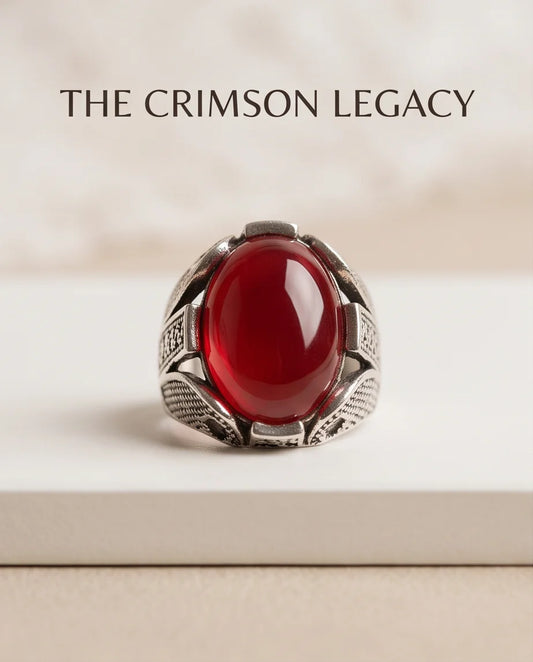 Crimson Legacy Stippled Signet Ring