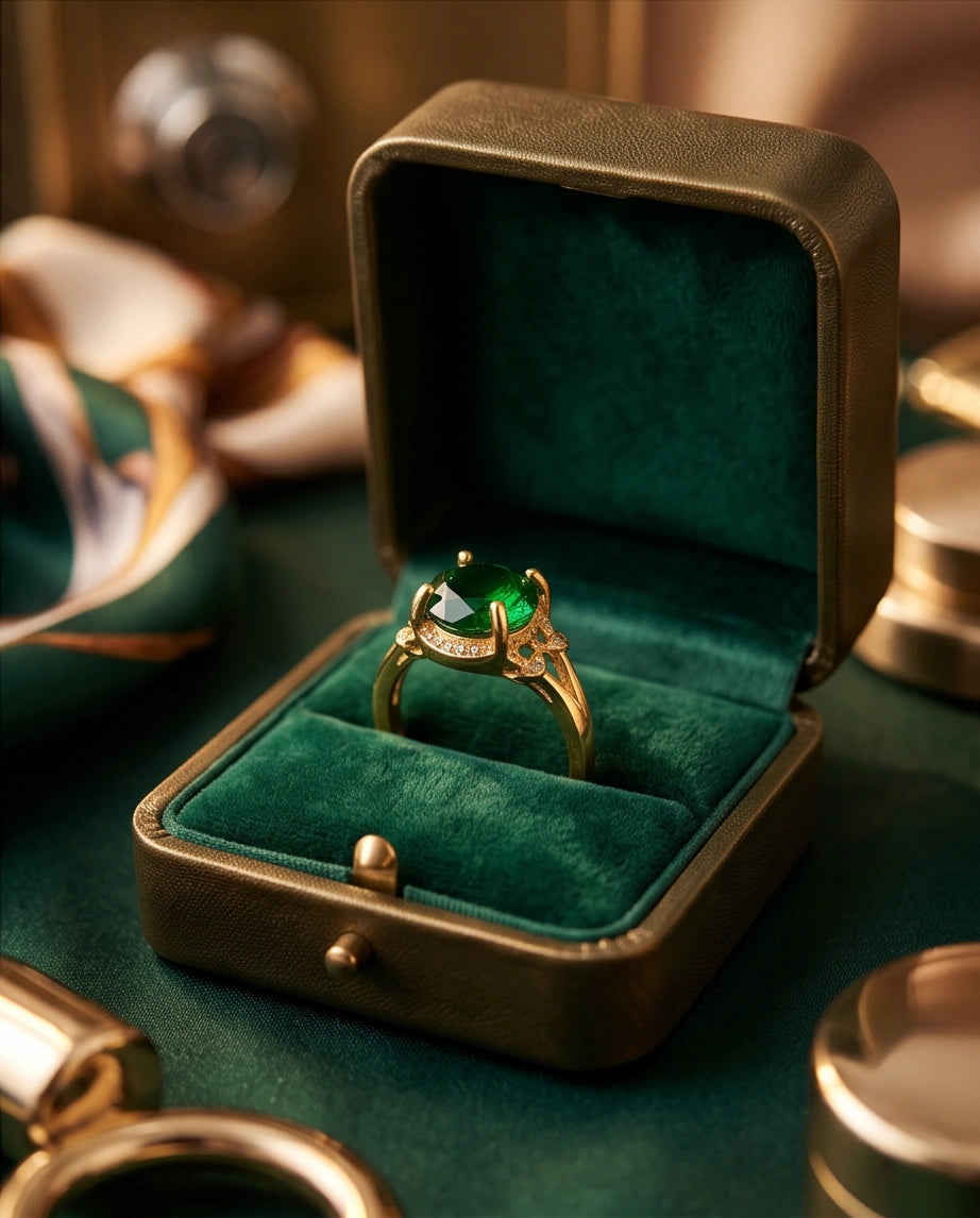 Golden Verdant Emerald Solis Ring