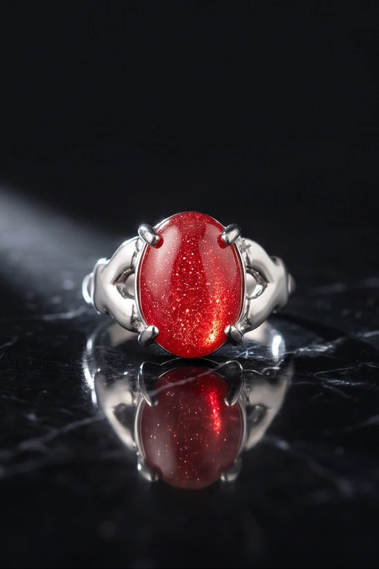 Majestic Lion Red Goldstone Ring