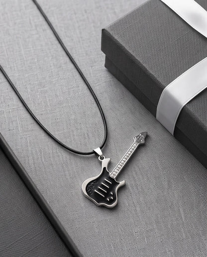 Black and Silver Electric Guitar Cord Necklace