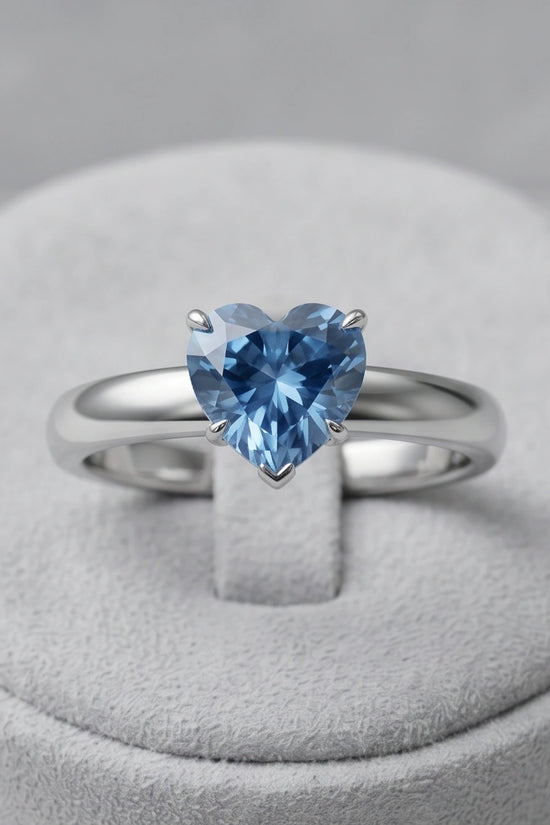 Sterling Silver Heart-Cut Blue Topaz Solitaire Ring