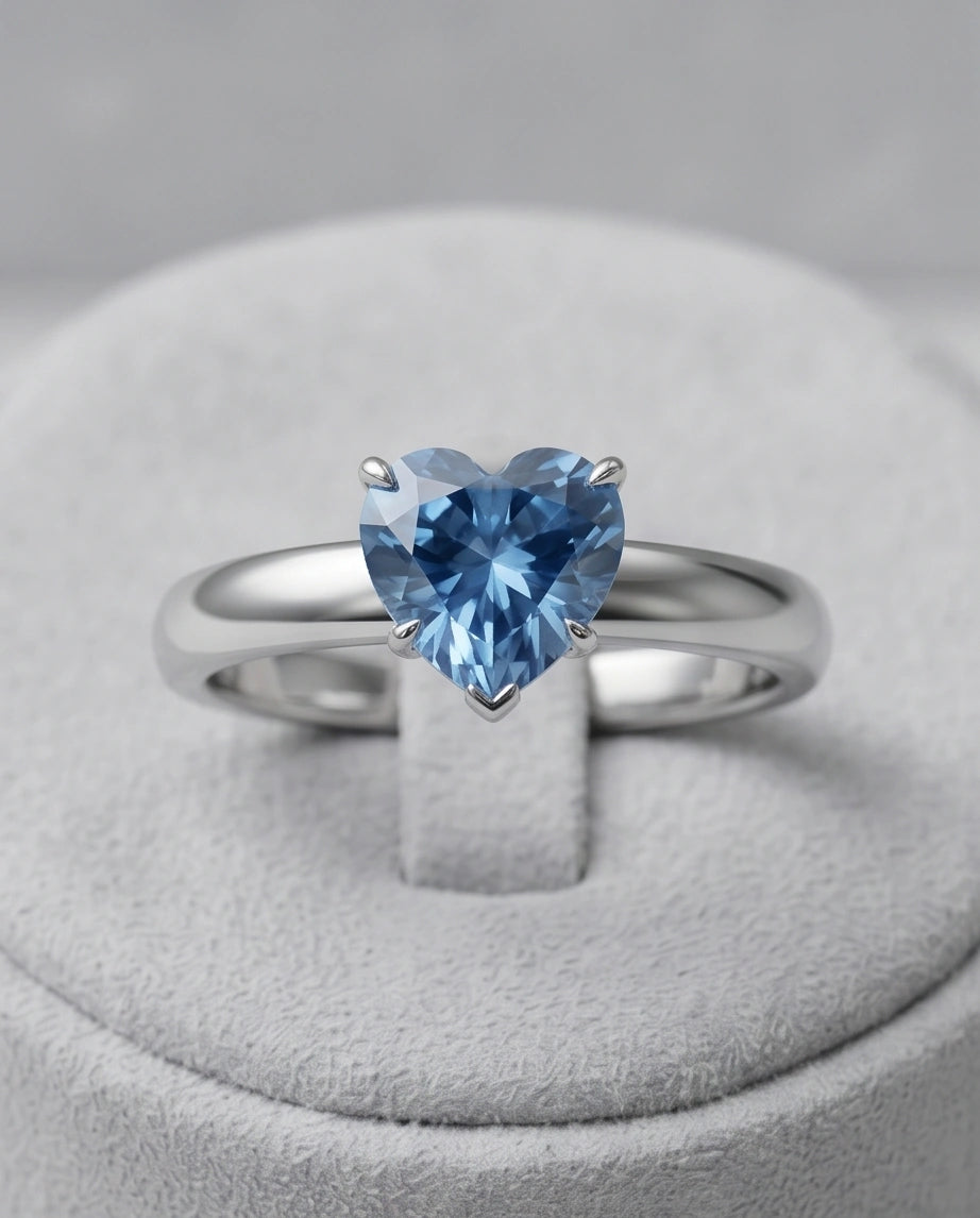 Sterling Silver Heart-Cut Blue Topaz Solitaire Ring