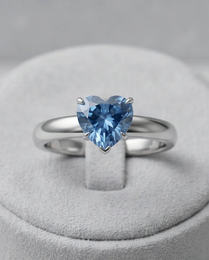 Sterling Silver Heart-Cut Blue Topaz Solitaire Ring