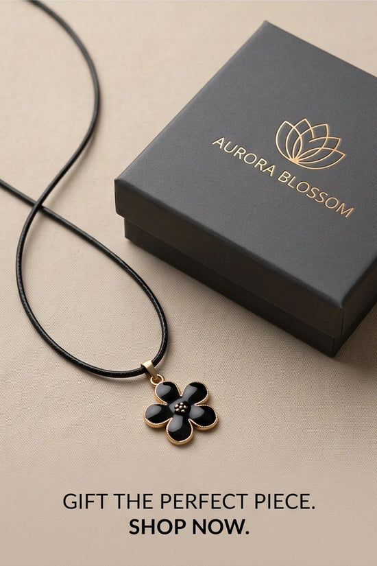 Gold and Black Blossom Flower Necklace