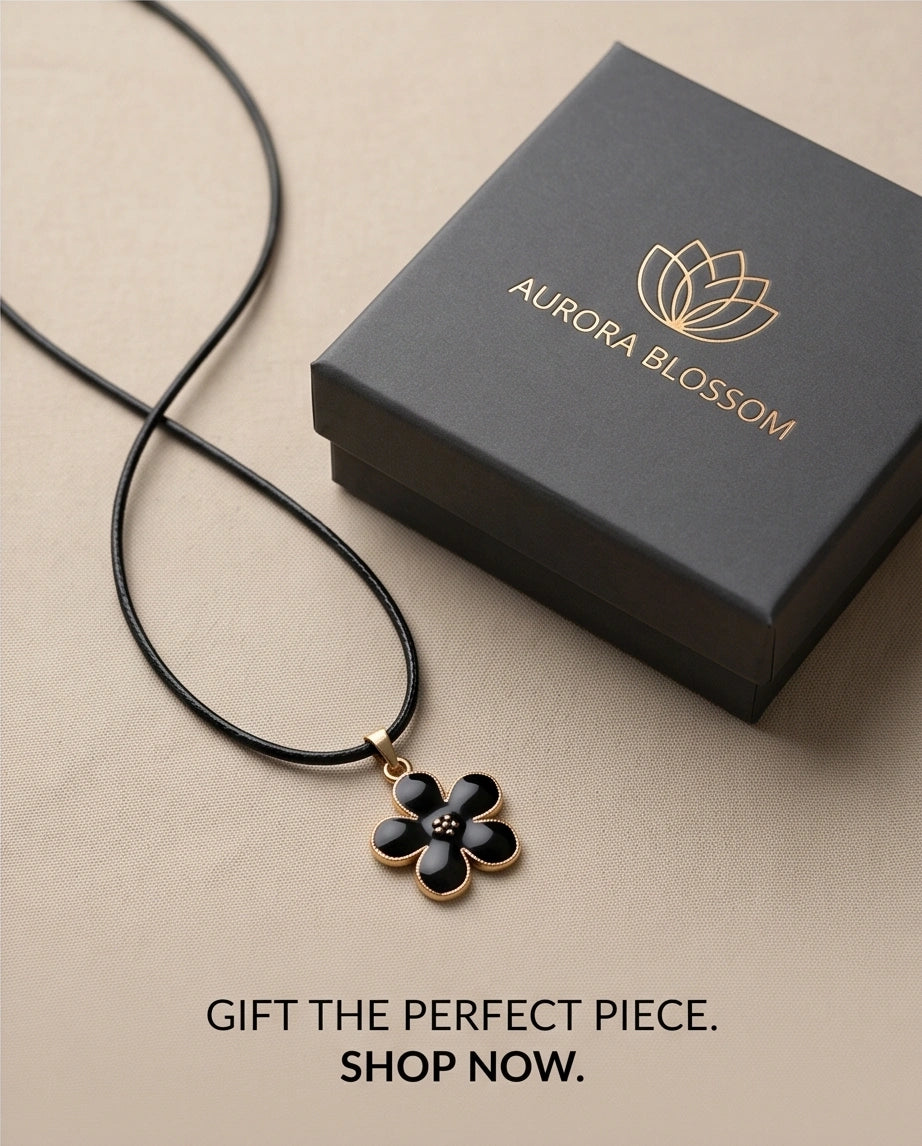 Gold and Black Blossom Flower Necklace