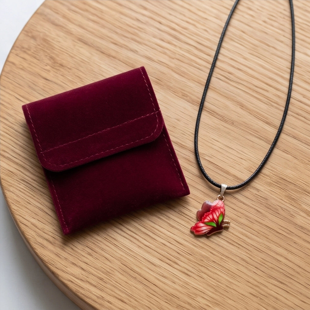 Red & Black Butterfly Cord Necklace