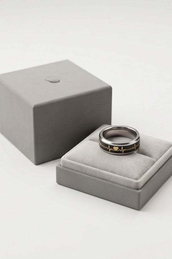 Romantic Gold Heartbeat Band Ring