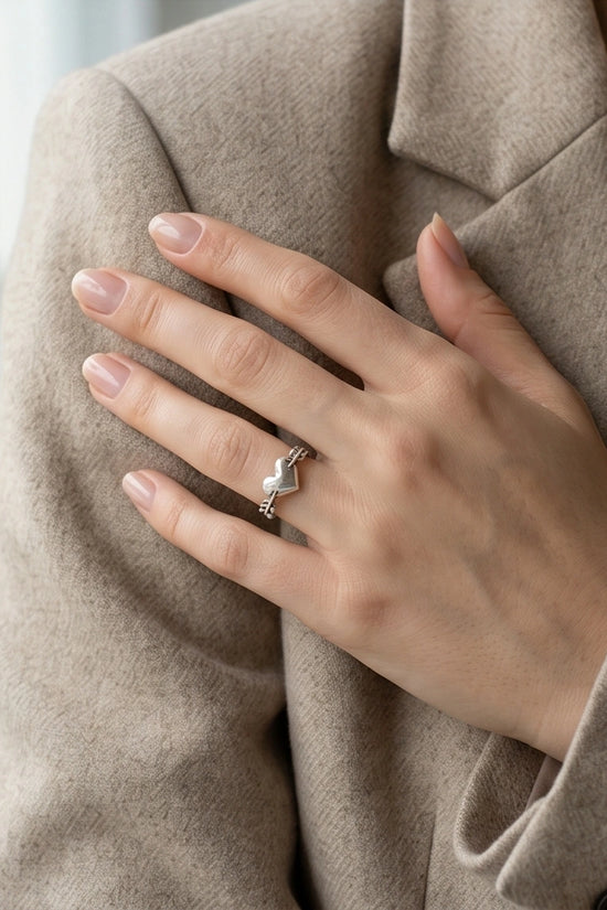 Sterling Silver Cupid's Arrow Heart Ring