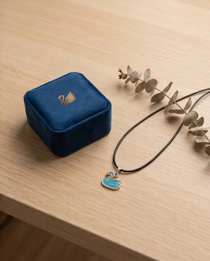 Gold and Turquoise Blue Swan Necklace