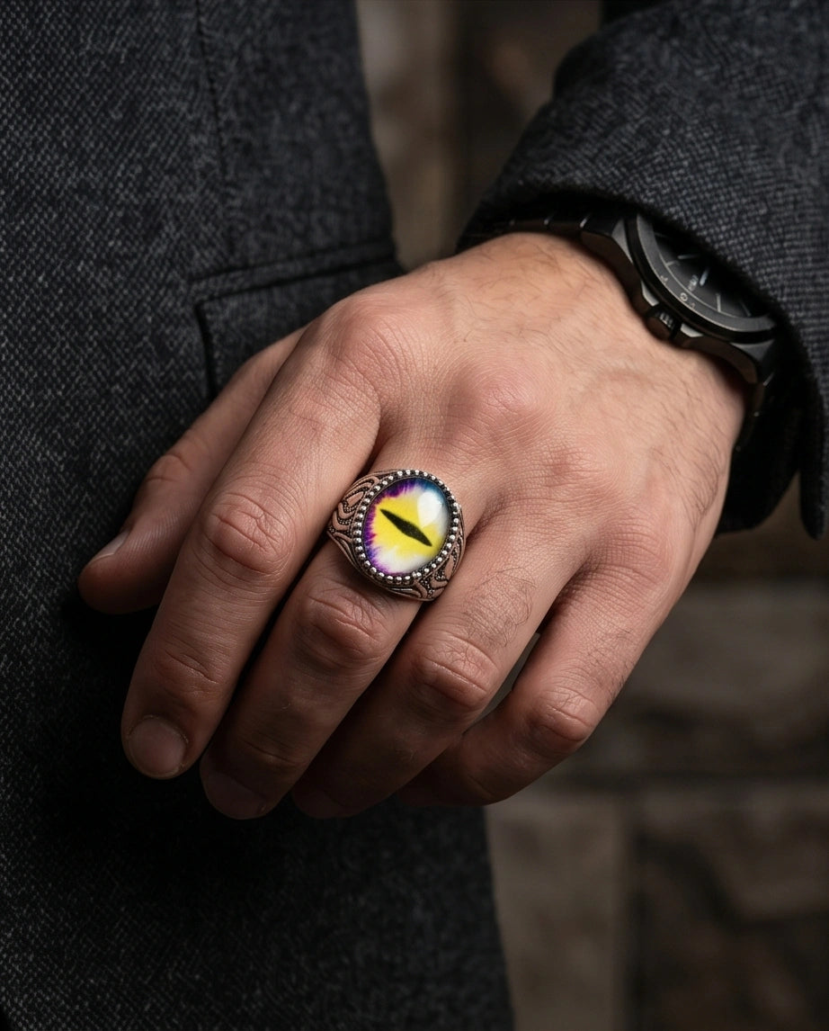 Vintage Sterling Silver Prism Dragon's Eye Ring