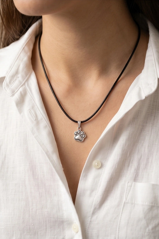 Silver Animal Paw Print Necklace