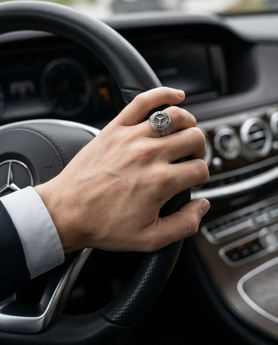 Vintage Silver Mercedes-Benz Signet Ring