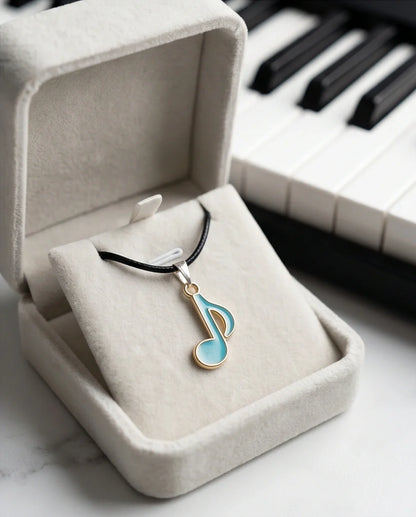 Gold and Turquoise Eighth Note Necklace