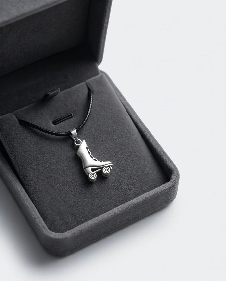 Silver Roller Skate Pendant Necklace