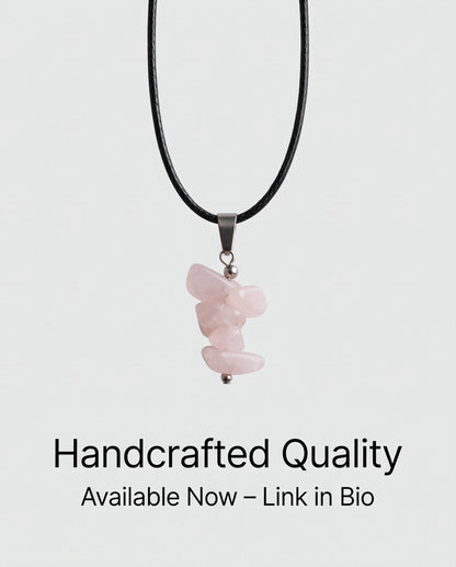 Silver Stacked Raw Rose Quartz Chip Stone Pendant Necklace