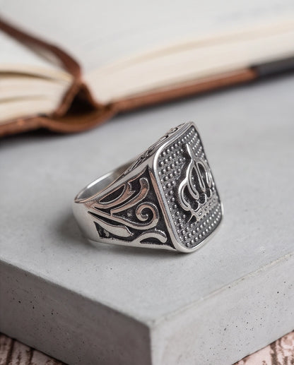 Royal Crest Cushion Signet Ring