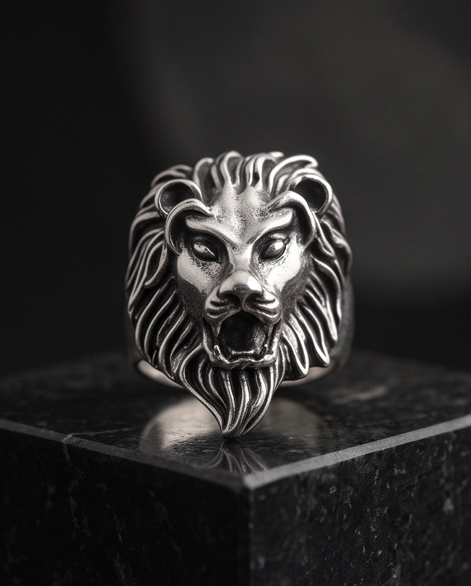 Roaring Majestic Lion Sculpted Ring