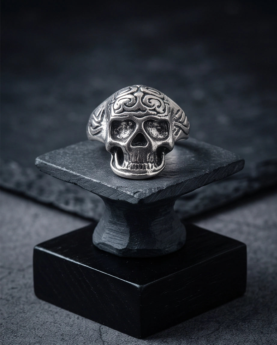 Filigree Crowned Skull Ring