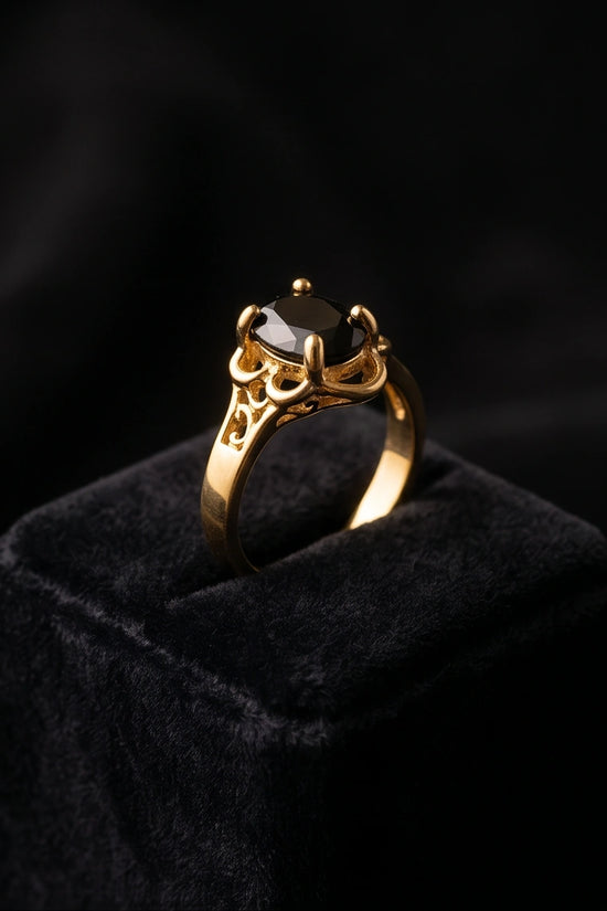 Golden Obsidian Scalloped Ring