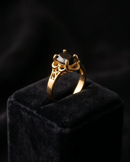 Golden Obsidian Scalloped Ring